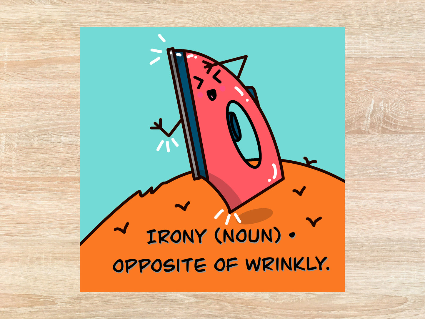 Irony Opposite Wrinkly Funny Pun - Quilt Sticker