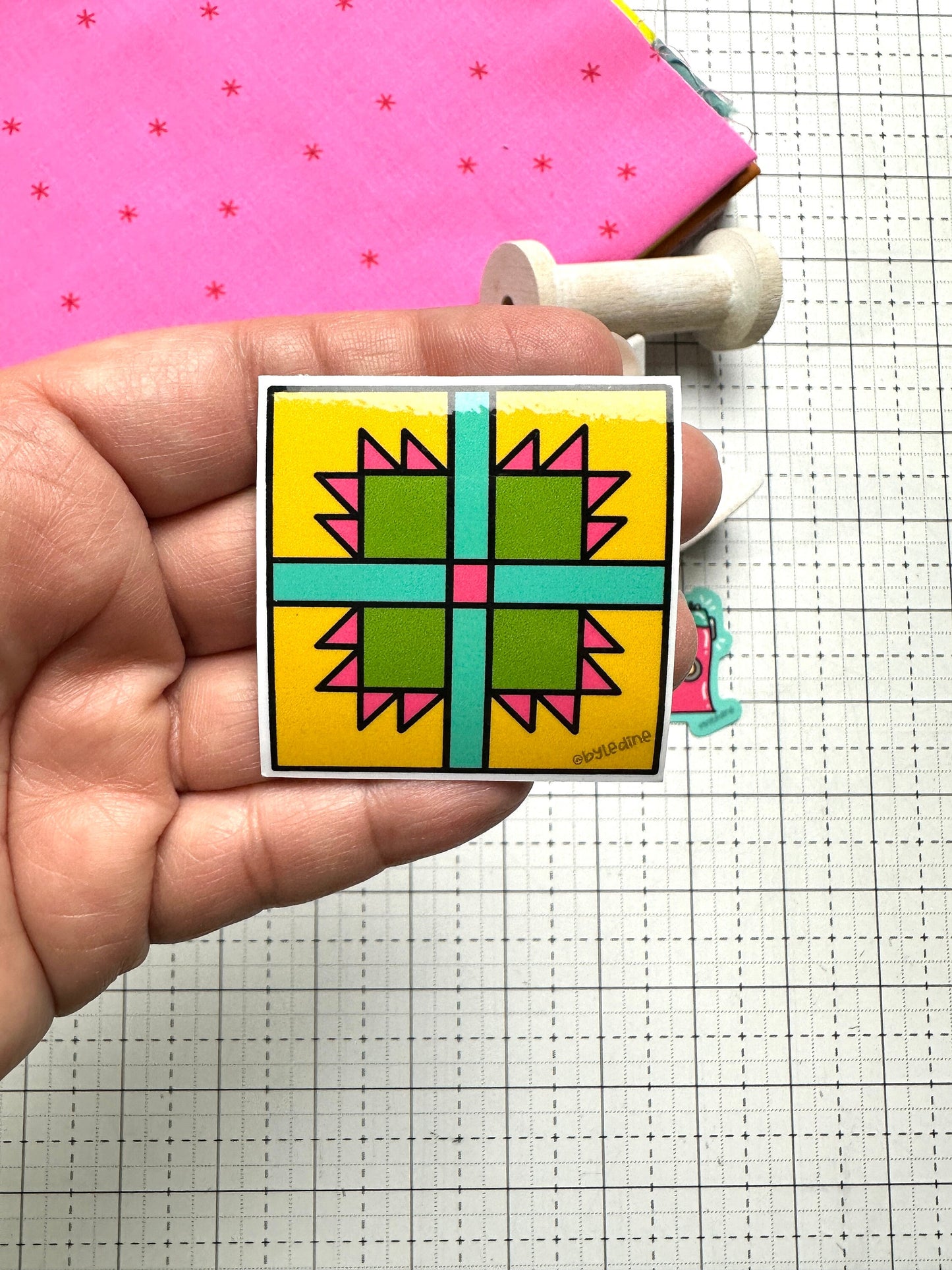 Fun, Bright, Hand Drawn - Quilt Block Sticker